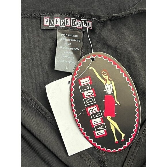 Paper Doll Surplice Ruffled Women's Large Faux Wrap Dress Black Size L - Picture 6 of 11